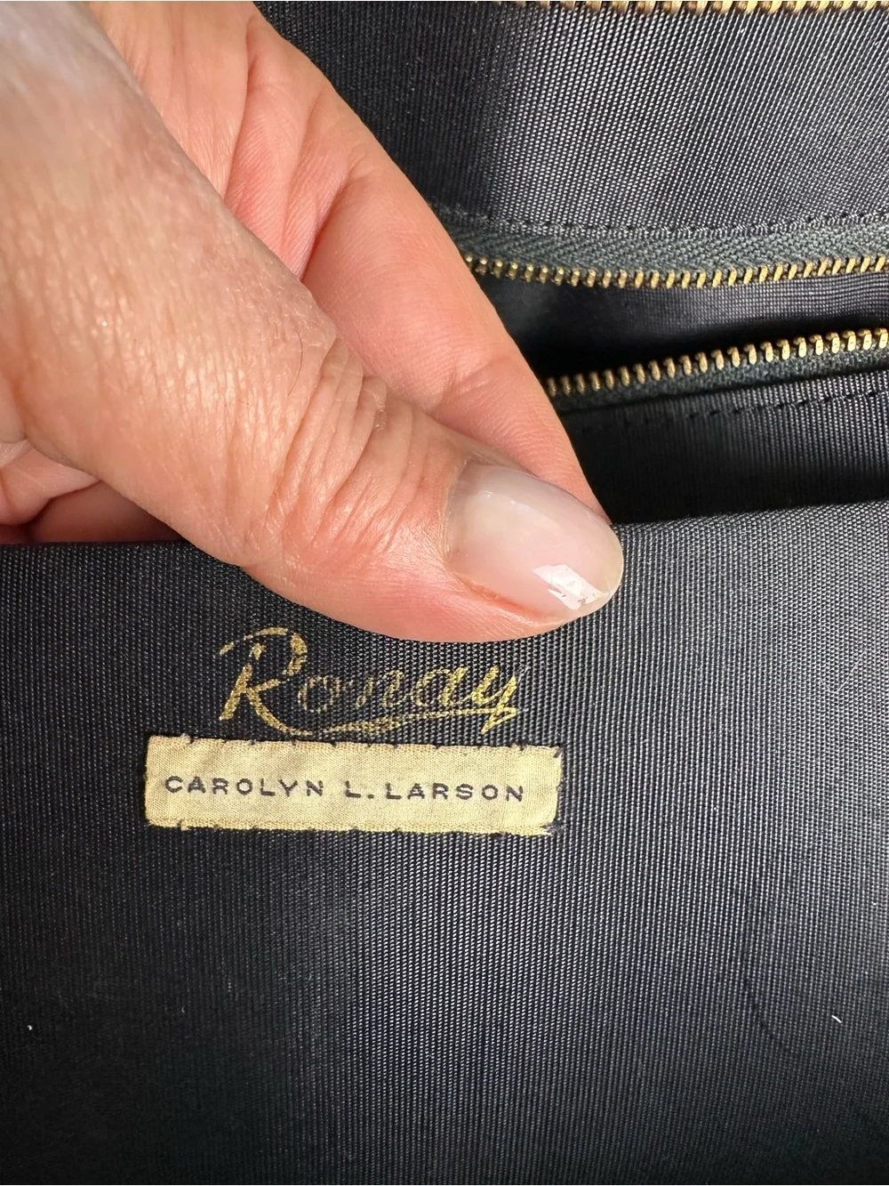 Vintage Ronay Black Velvet Portfolio Briefcase Bag Ring Handles